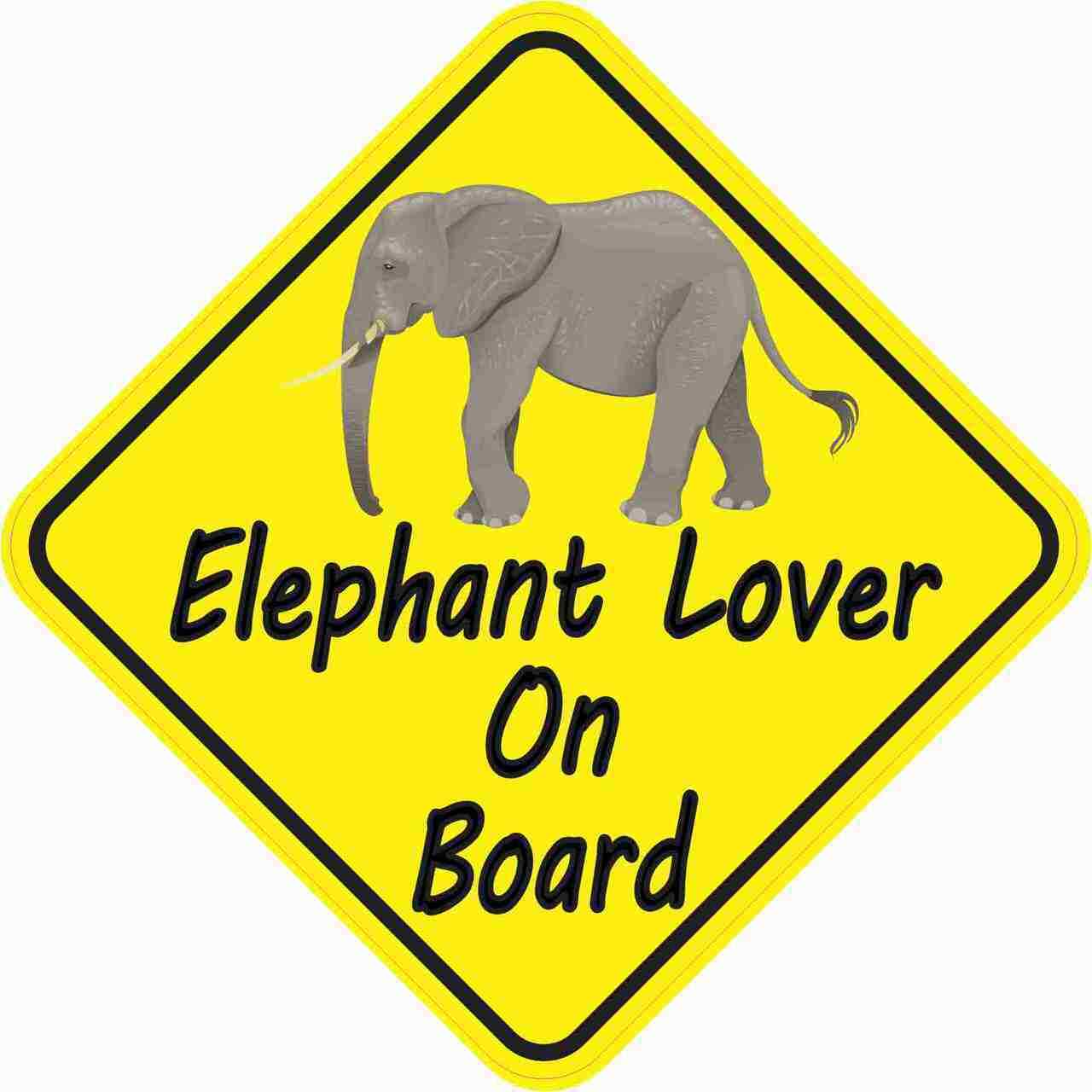 5in x 5in Elephant Lover On Board Sticker Car Truck Vehicle Bumper Decal