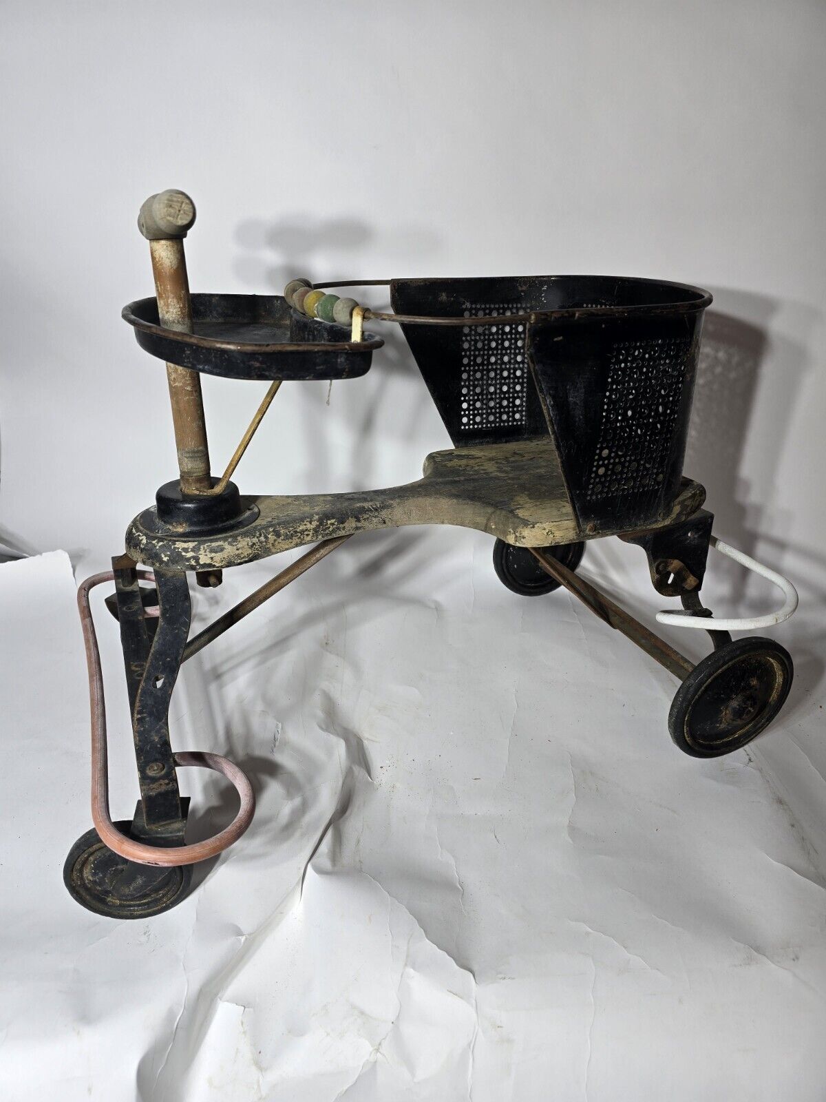 TAYLOR TOT Black Stroller Walker Original Paint Good Wheels Seat Solid Antique 