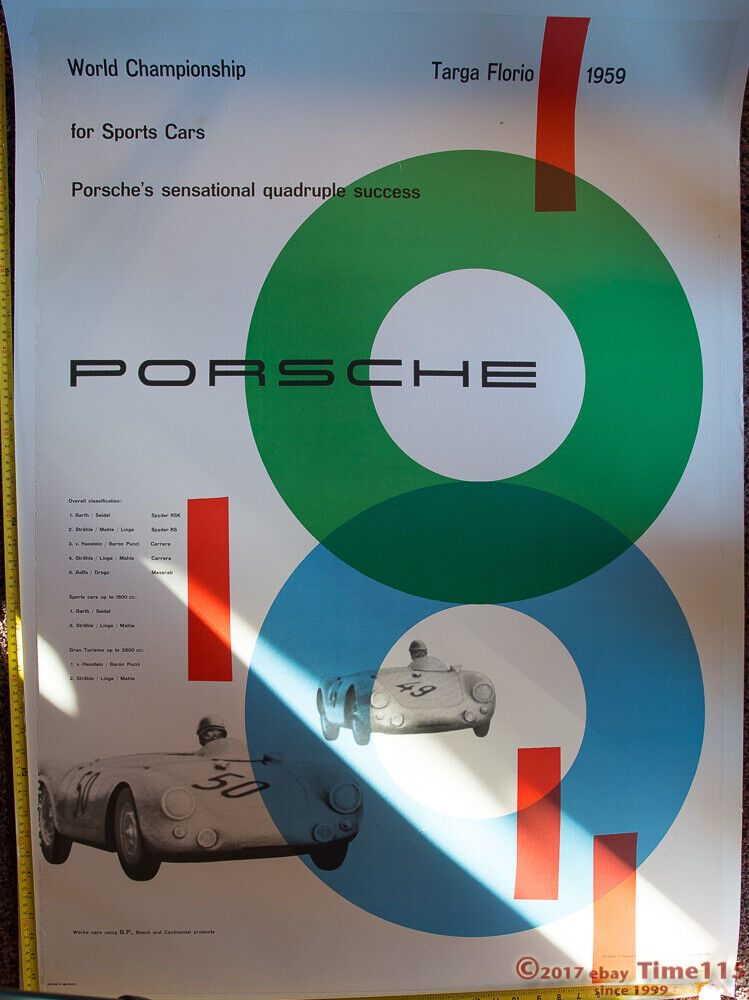 59 Porsche Targa Florio Genuine Dealer Factory Poster Orig 46.5\