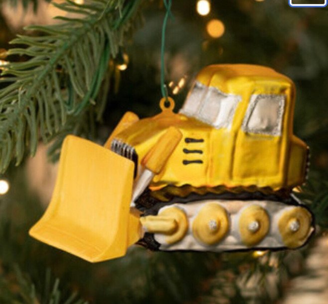 bulldozer construction ornament GLASS