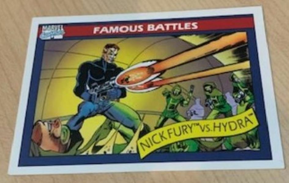 1990 Marvel Comics Famous Battles Nick Fury VS Hydra #107 VTG Comic Trading Card