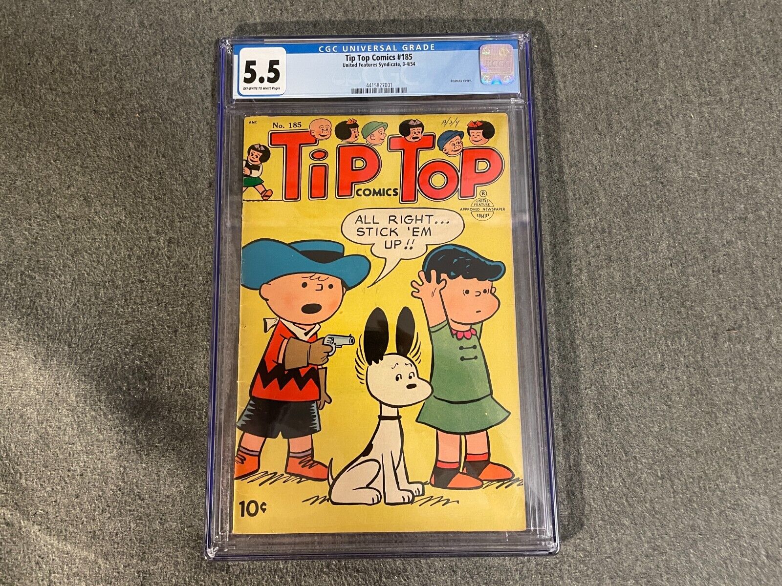 CGC 5.5 Off White To White Tip Top Comics #185 1954 Charles Schulz Peanuts Cover