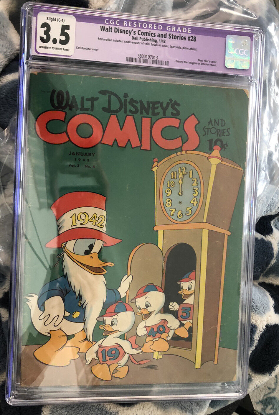 Walt Disney\'s Comics and Stories #28 Restored CGC 3.5 O/w to White pages