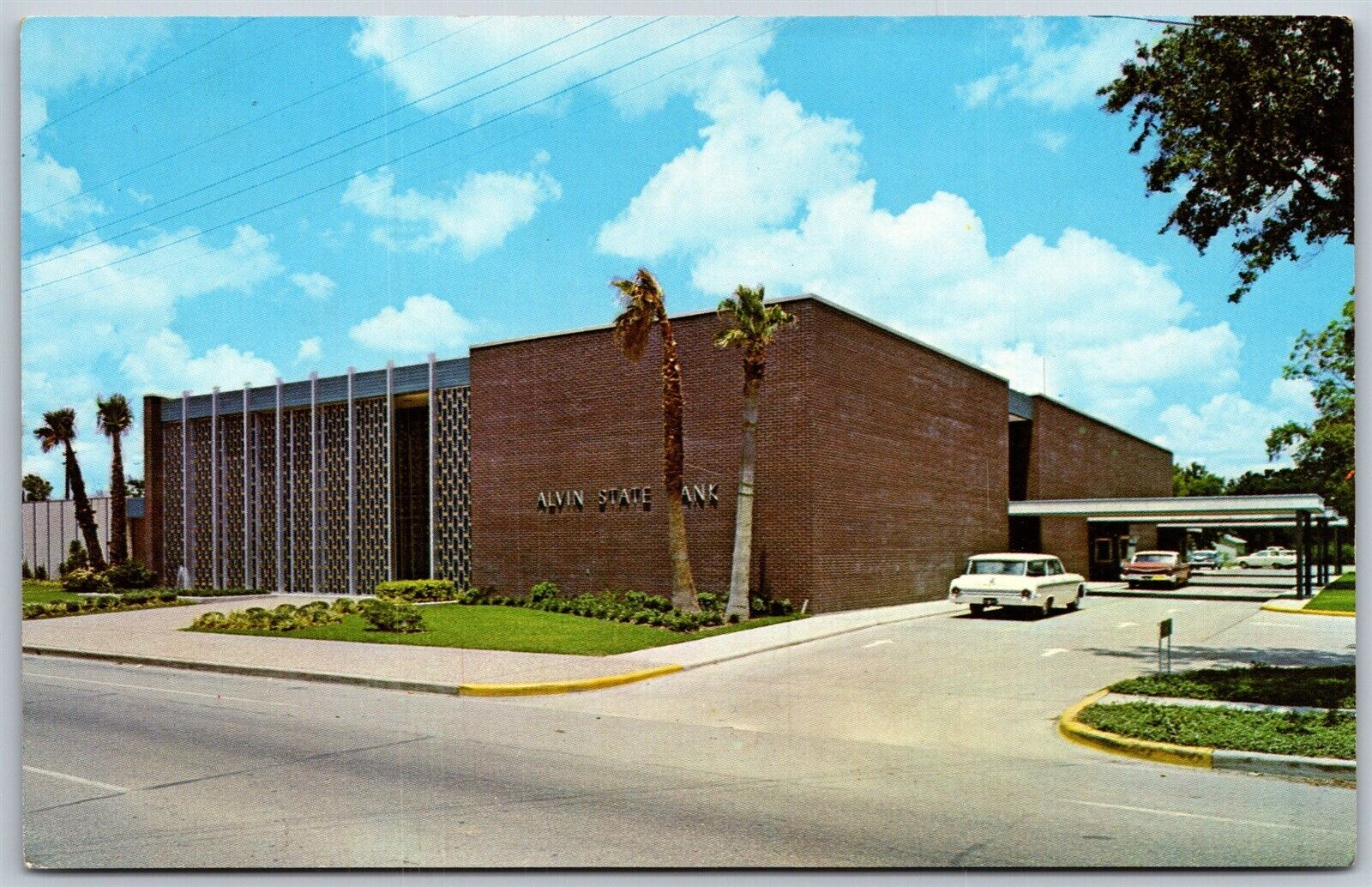 Vtg Alvin Texas TX Alvin State Bank 1960s Unused Chrome View Postcard