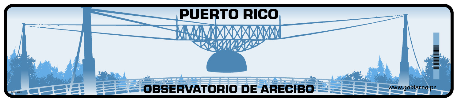 Puerto Rico Arecibo Observatory Monochrome Euro Style Custom License Plate