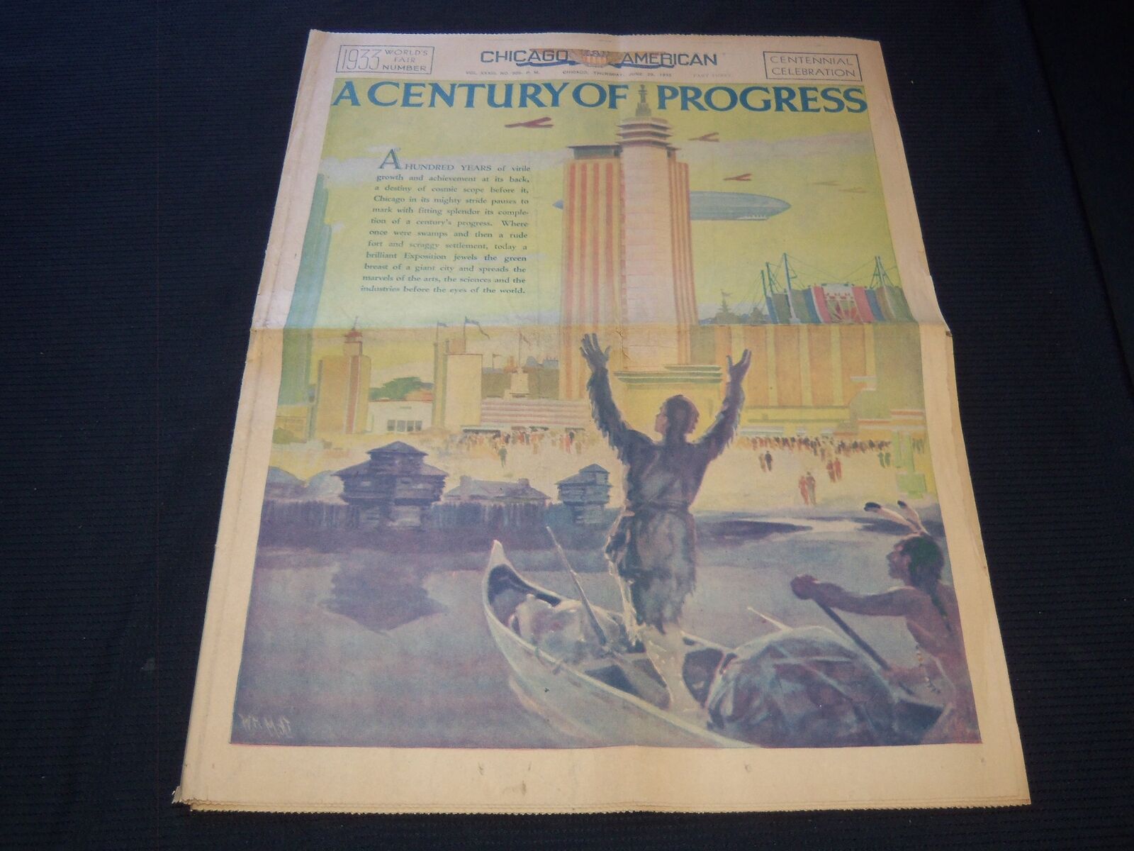 1933 JUNE 29 CHICAGO AMERICAN NEWSPAPER - A CENTURY OF PROGRESS - NP 5825