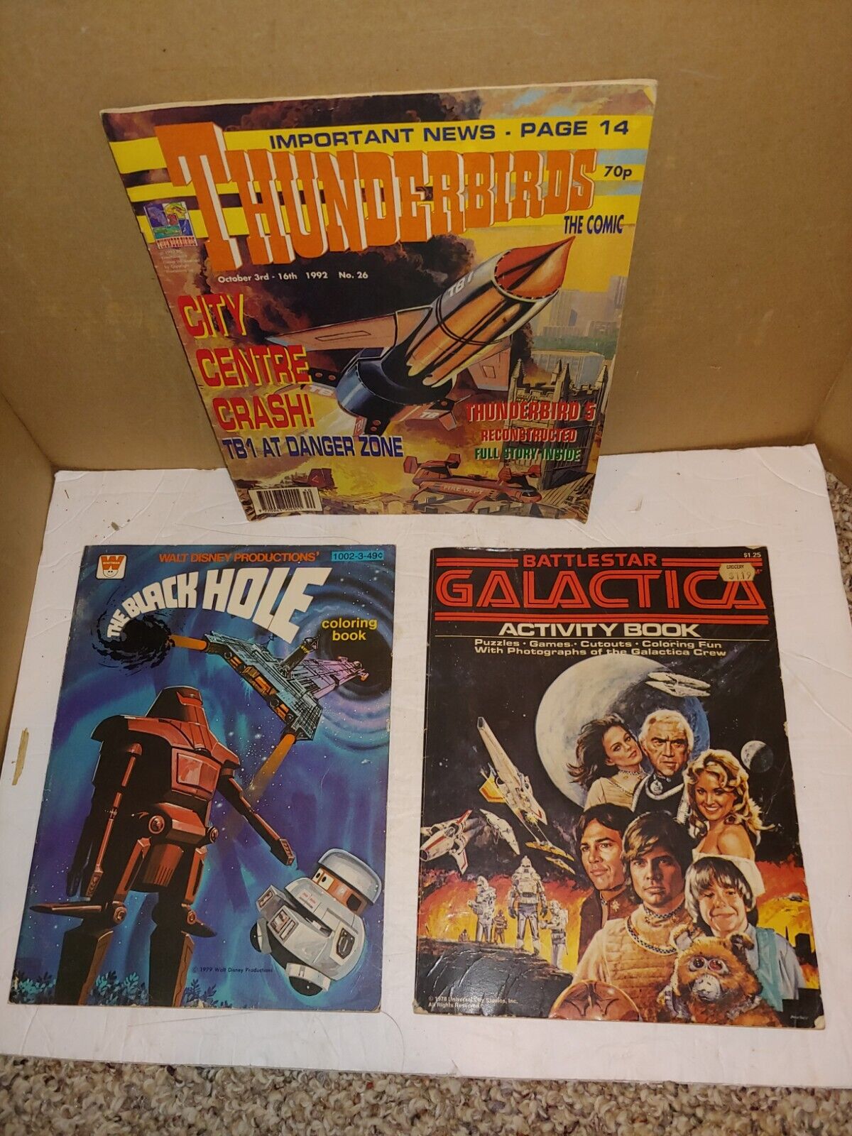 Vintage Coloring Books,1979 Unused Black Hole,Battlestar Galactica,Thunderbirds