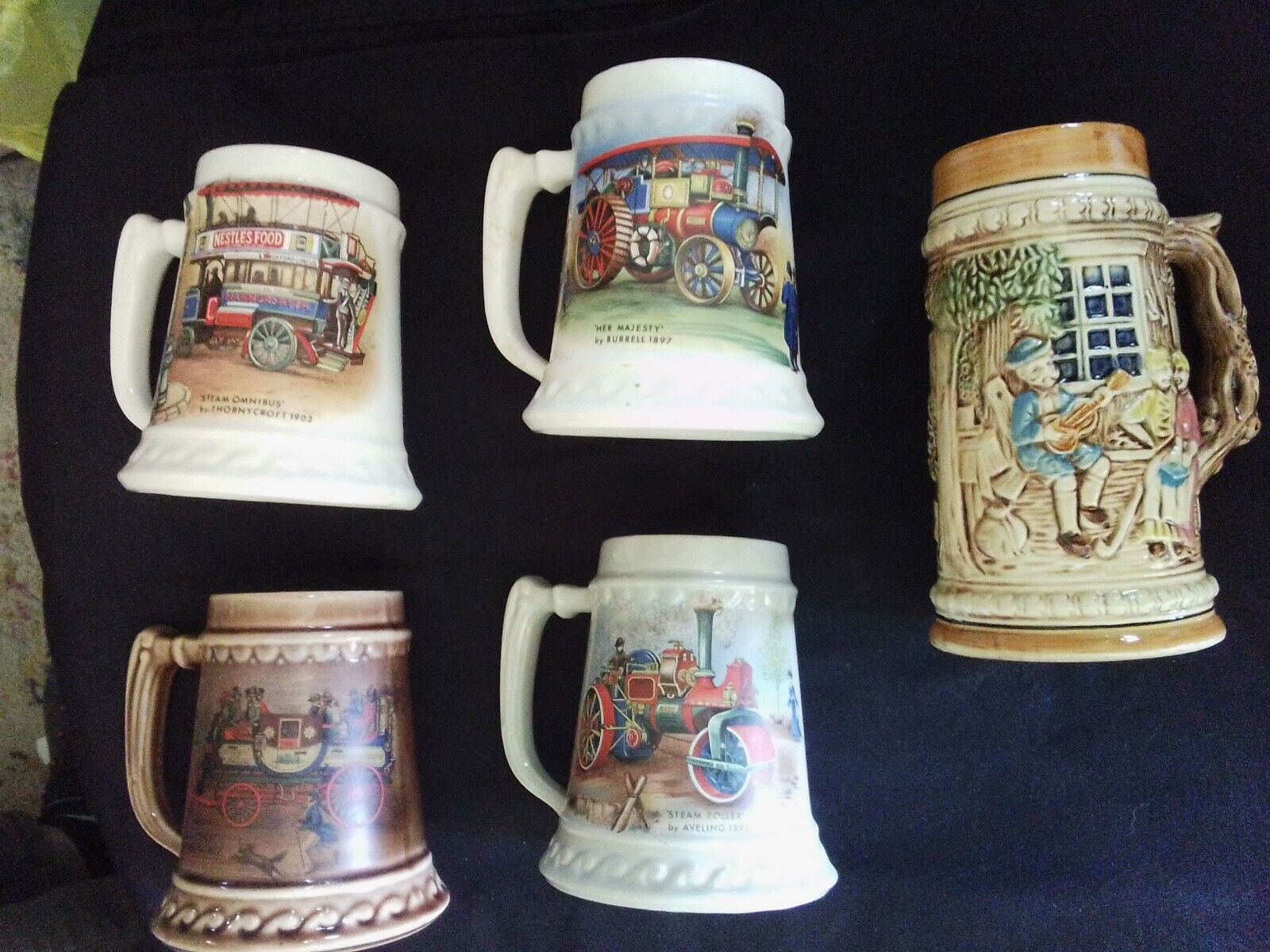 Lot of 5 Vintage Mugs 4 are Branded USA Tall Mug Made in Japan