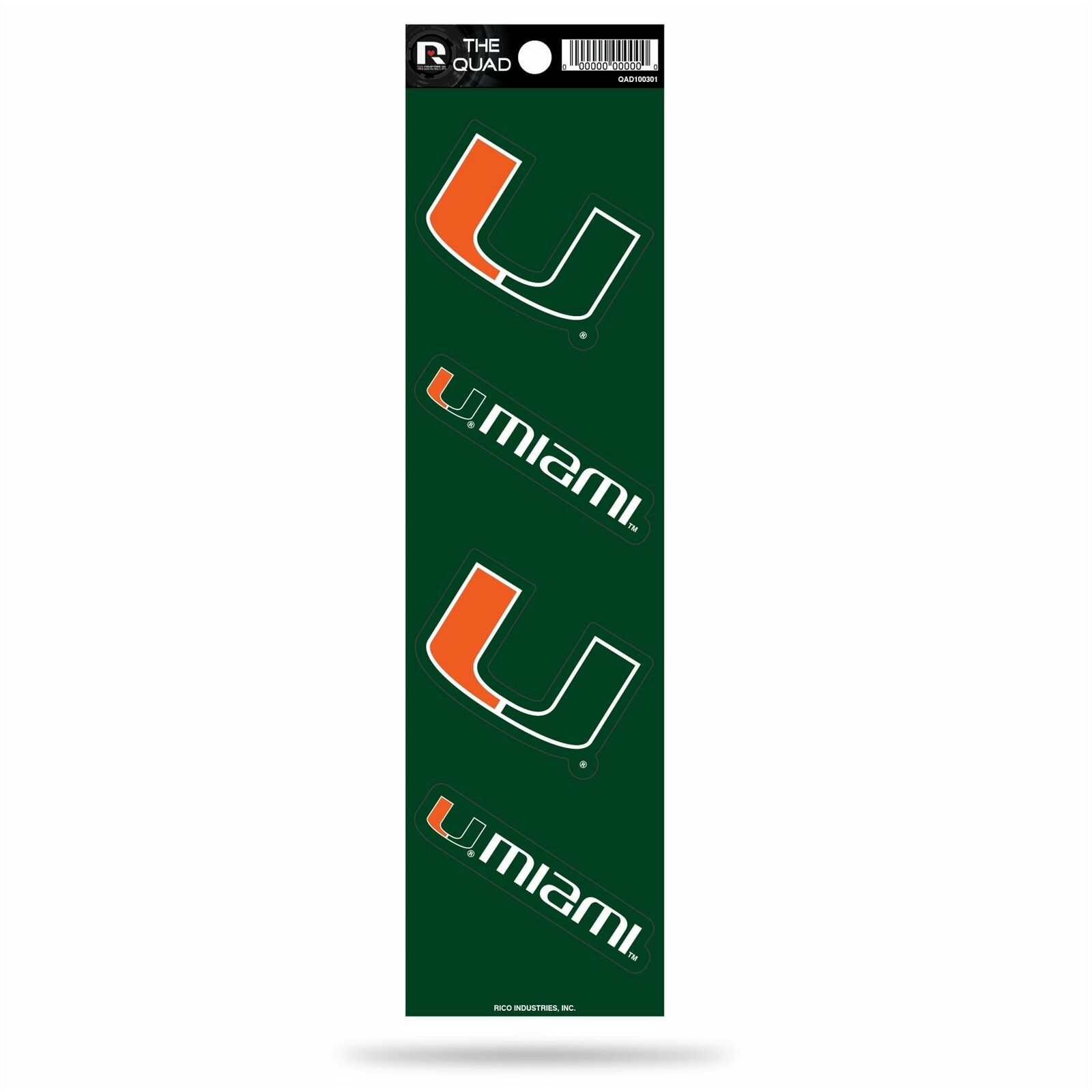 Miami Hurricanes Decal Car Sticker The Quad 4 Pack Stickers Set 