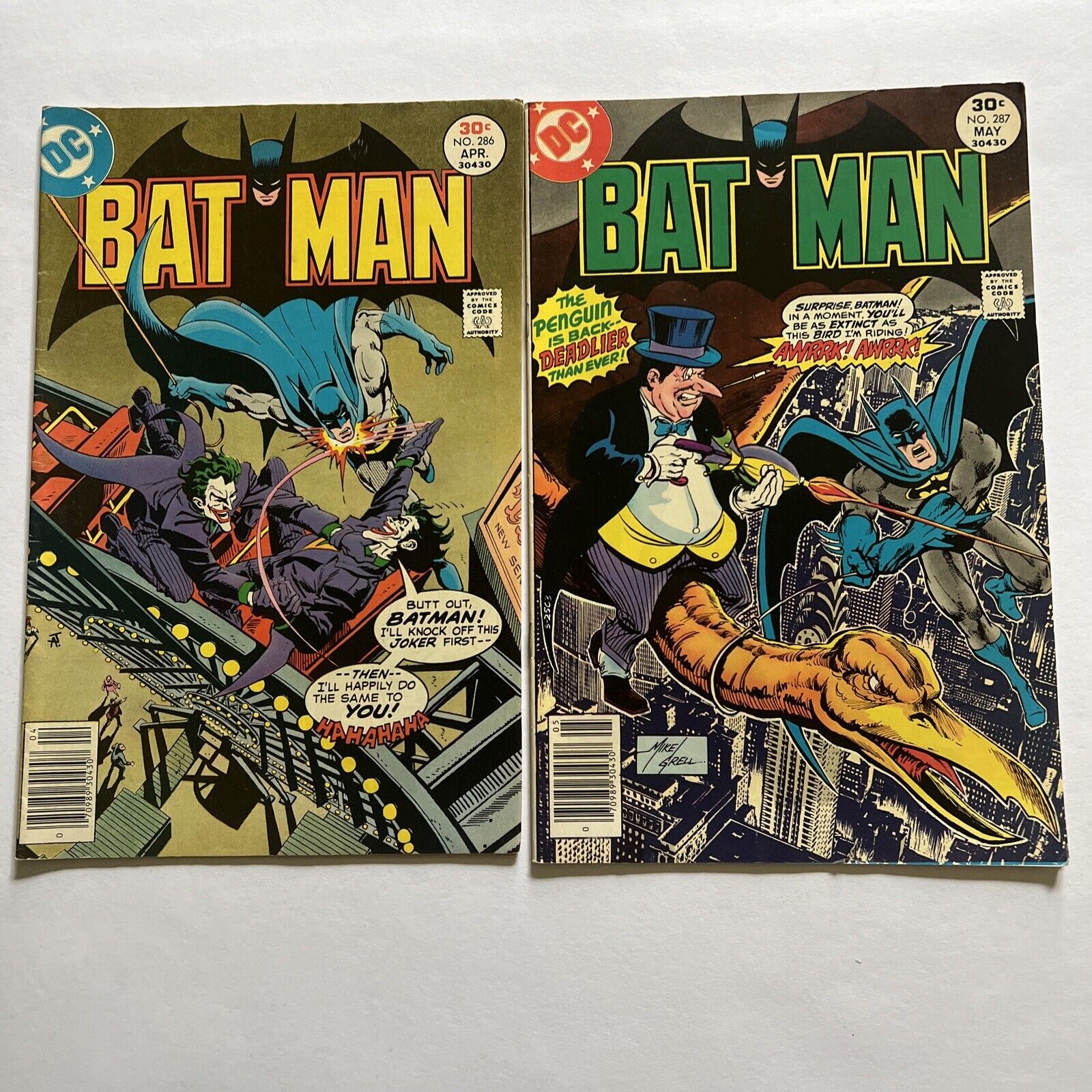 BATMAN #286 & 287 1977) / VG  / JOKER Penguin JIM APARO Mike Grell BRONZE AGE DC