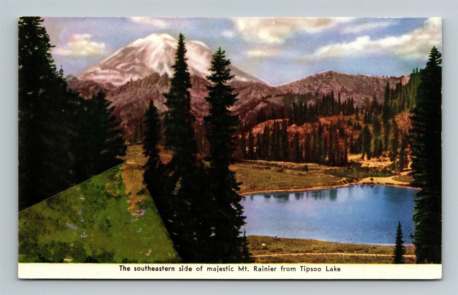 Southeastern side Mt Mount Rainier Tipsoo Lake View Free Military Postcard ERROR