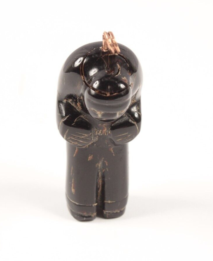 Vintage Ebony Carved Pendant Figural 1.5 Inches Tall