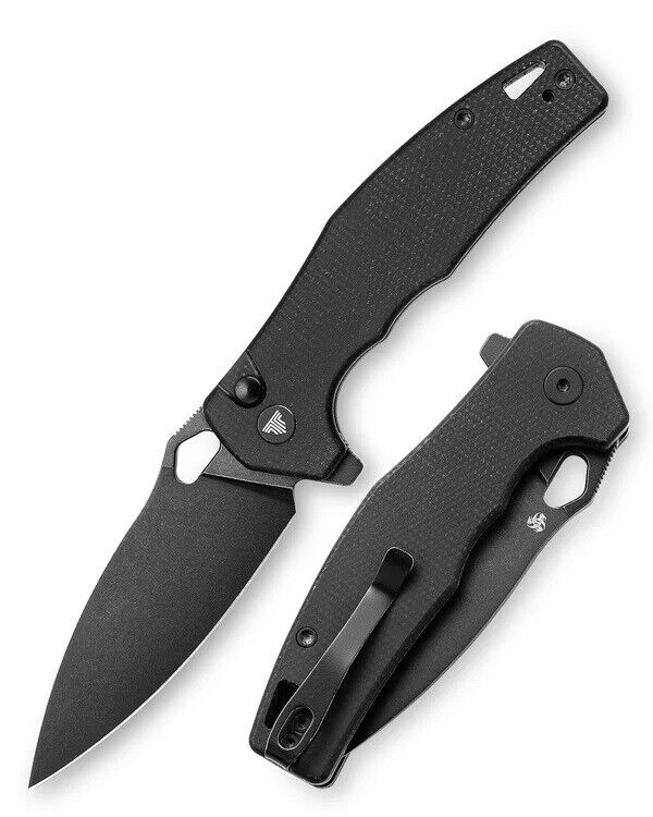 Trivisa Corvus-03N Folding Knife Black Micarta Handle 14C28N Plain TY20-NG-14