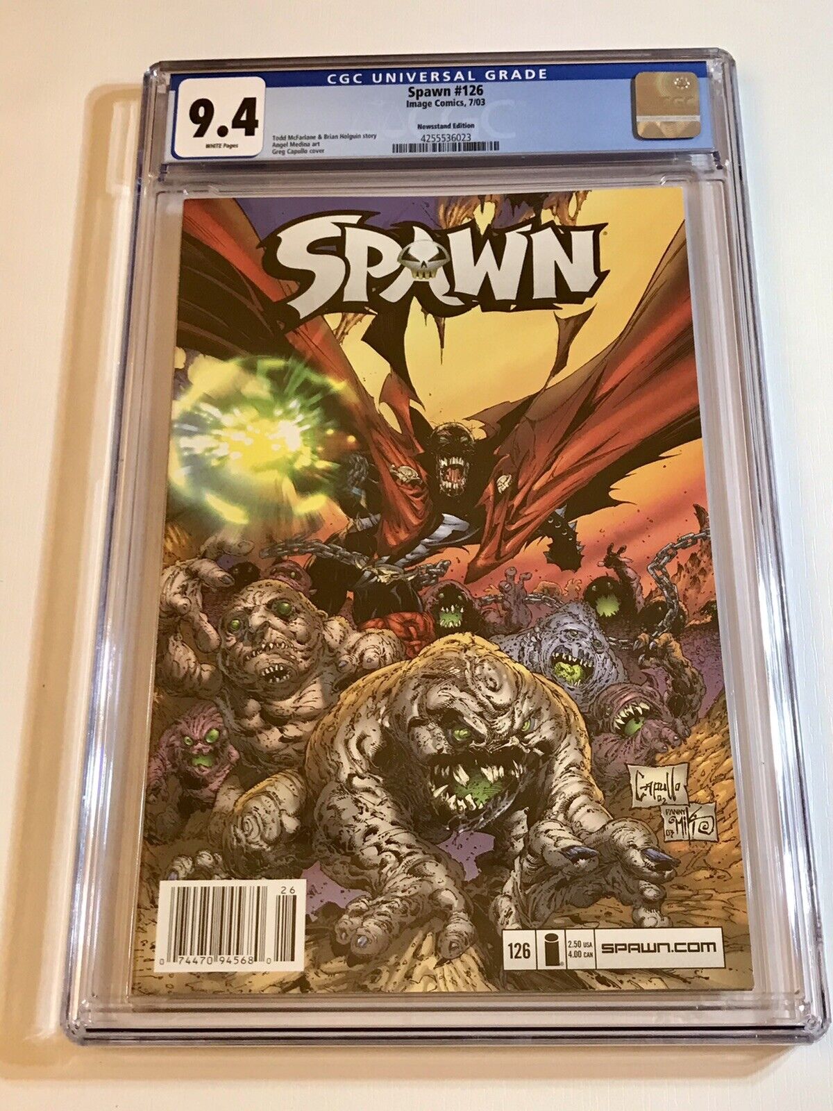 2003 SPAWN #126 *SCARCE* NEWSSTAND VARIANT RARE LOW PRINT CGC 9.4 WHITE PAGES