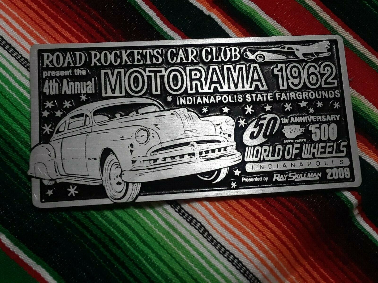 ROAD ROCKETS 1962 MOTORAMA 50TH ANNIVERSARY CAR CLUB PLAQUE INDIANAPOLIS 2009