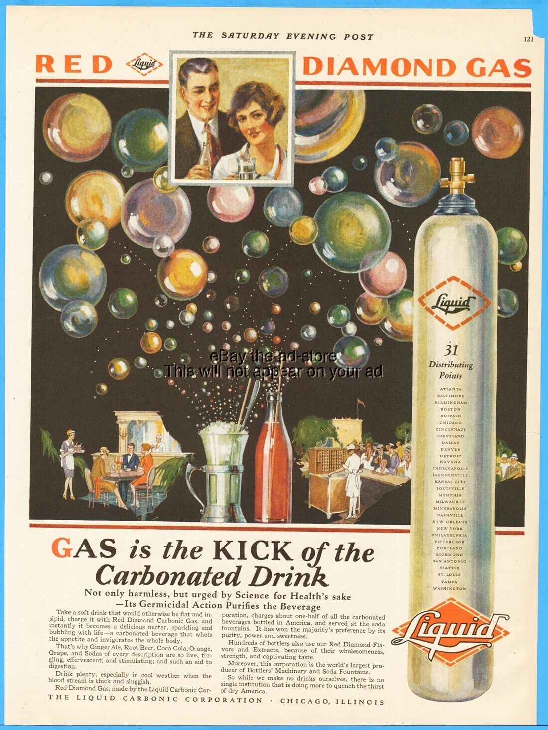 1927 Liquid Carbonic Chicago Red Diamond Gas Kick of Carbonated Drinks 1920\'s Ad