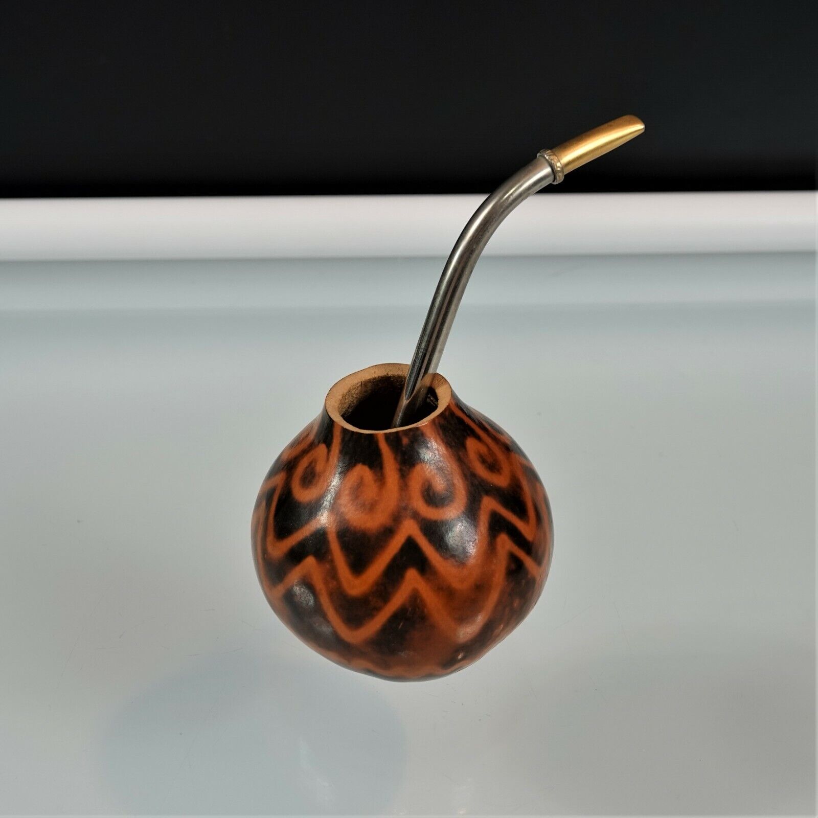 Gourd Yerba Mate Cup with Bombilla Straw Vintage Southwestern