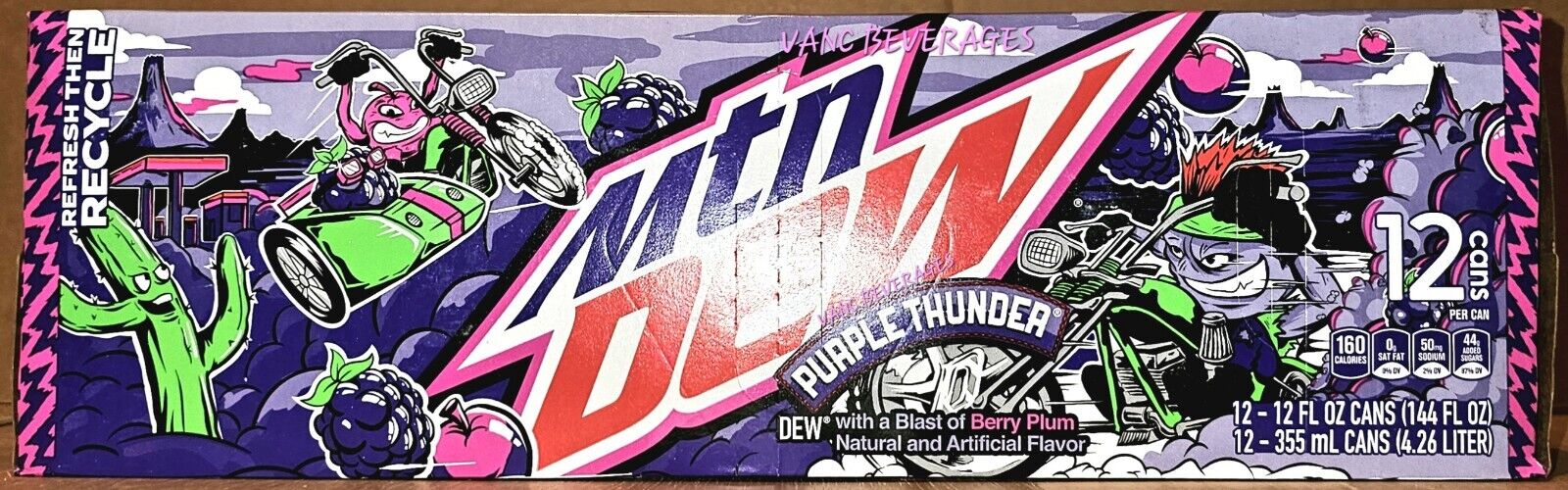 ALL NEW Mountain Dew Purple Thunder 12 packs 12x12oz-  BB 8/24