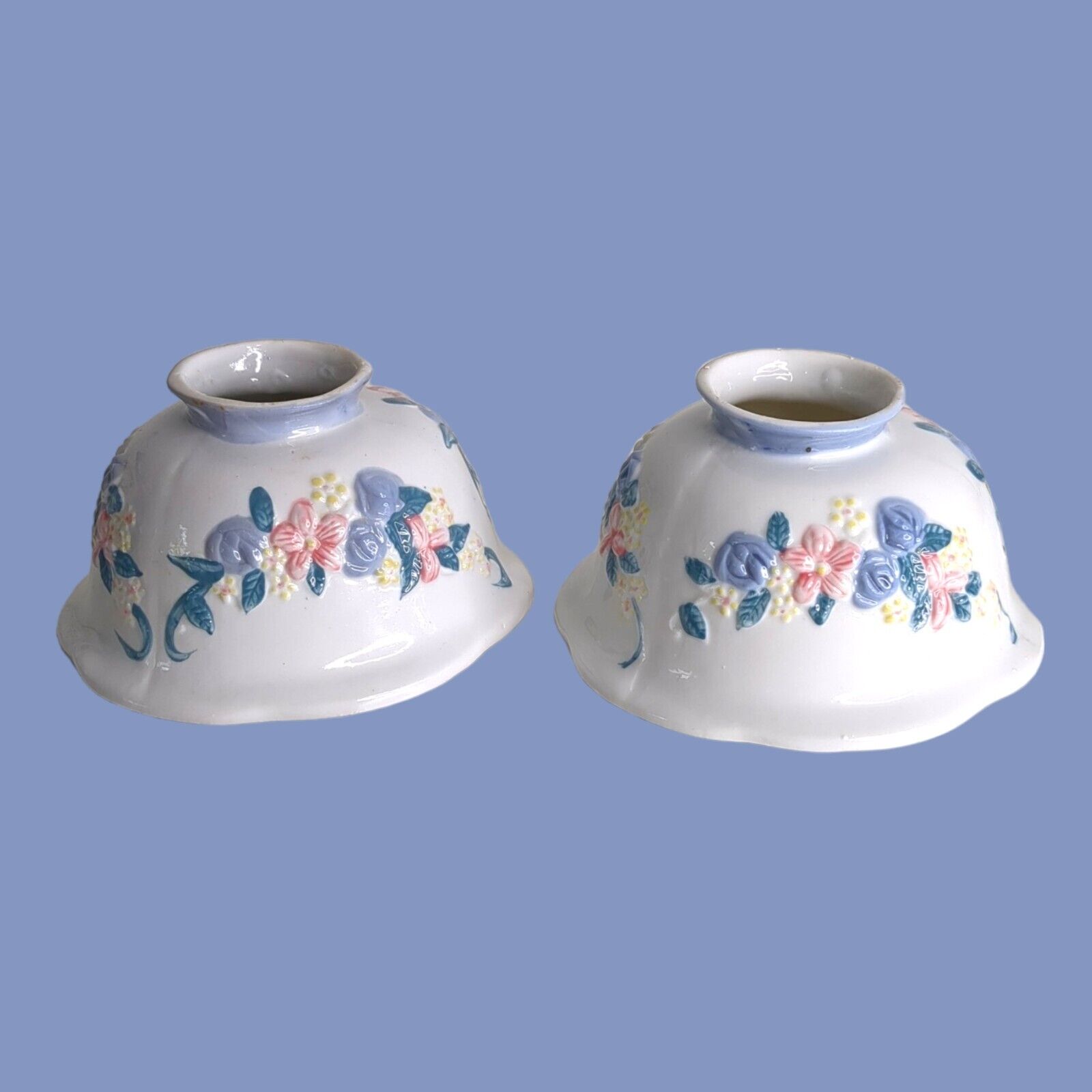 2 Nice Vintage White Glass Floral Light Shades for Vanity Light Ceiling Fan