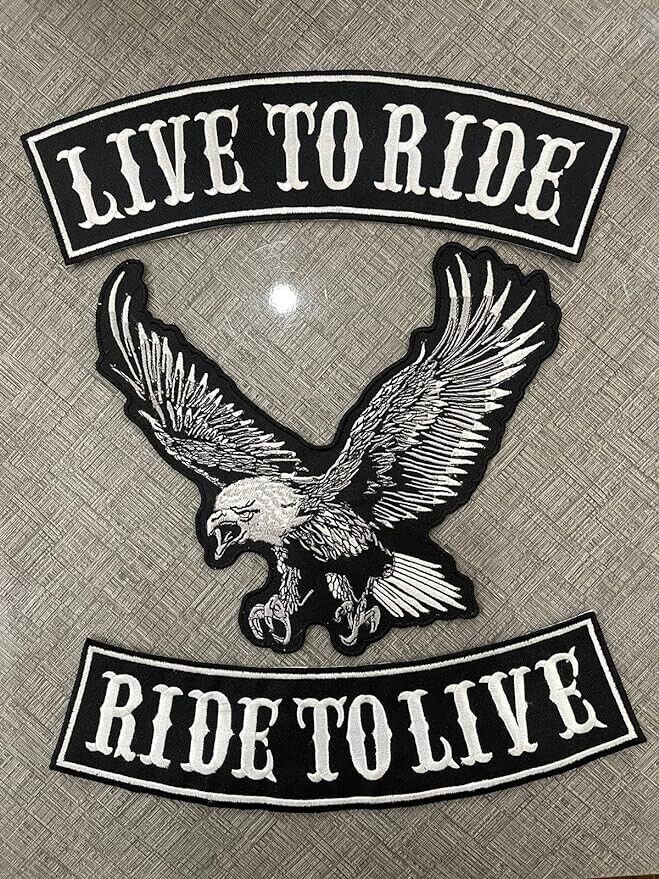 Live to Ride Ride to Live Large Embroidered Iron on Patch