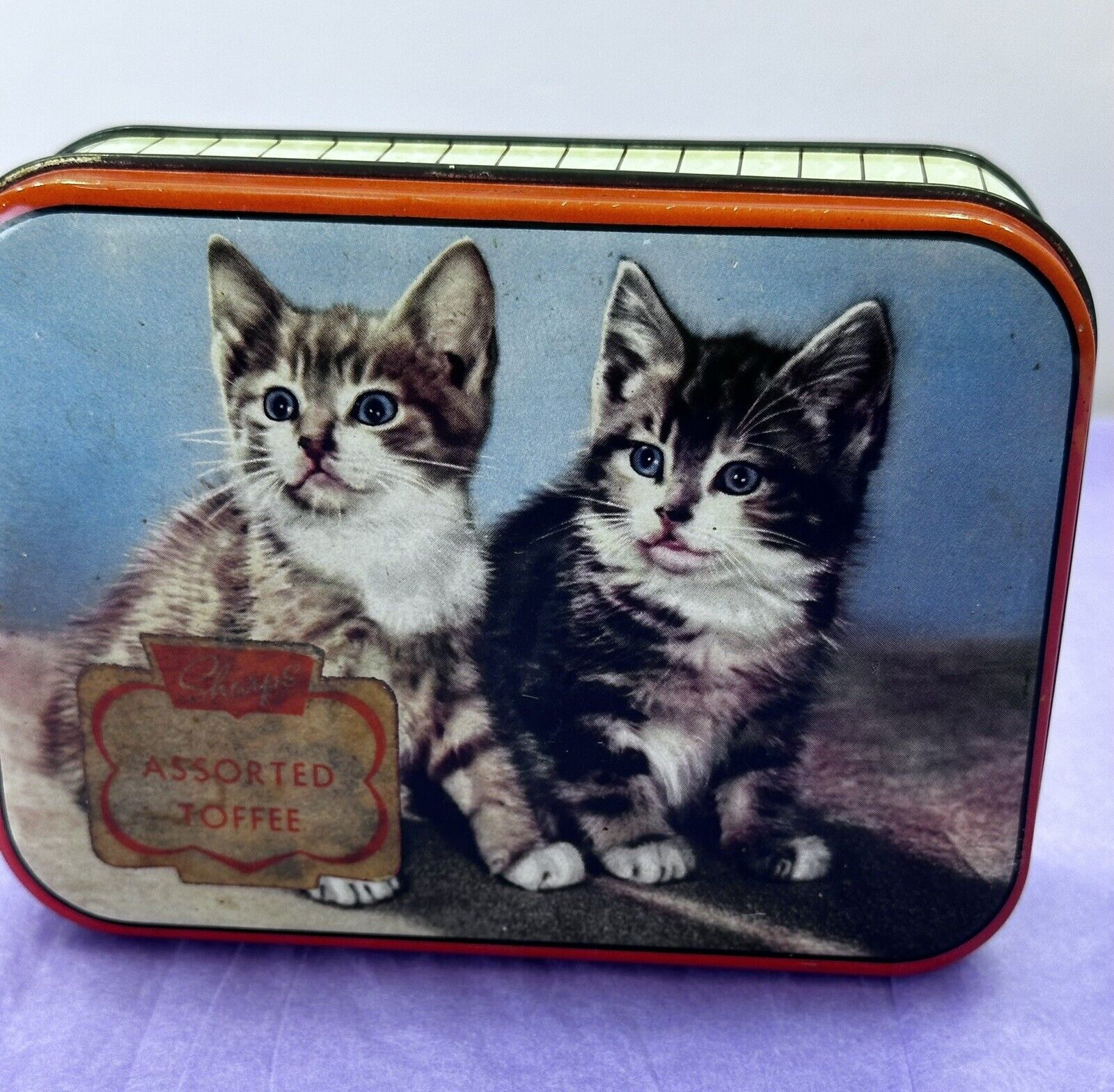 Vintage Cat Kitty Edward Sharp English Toffee Candy Tin Box Made In England