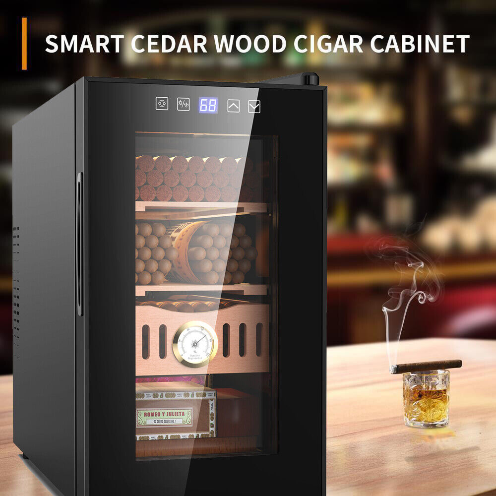 25L Electric Humidor Cigar Cooler with Spainsh Cedar Wood Shelves 200 Capacity