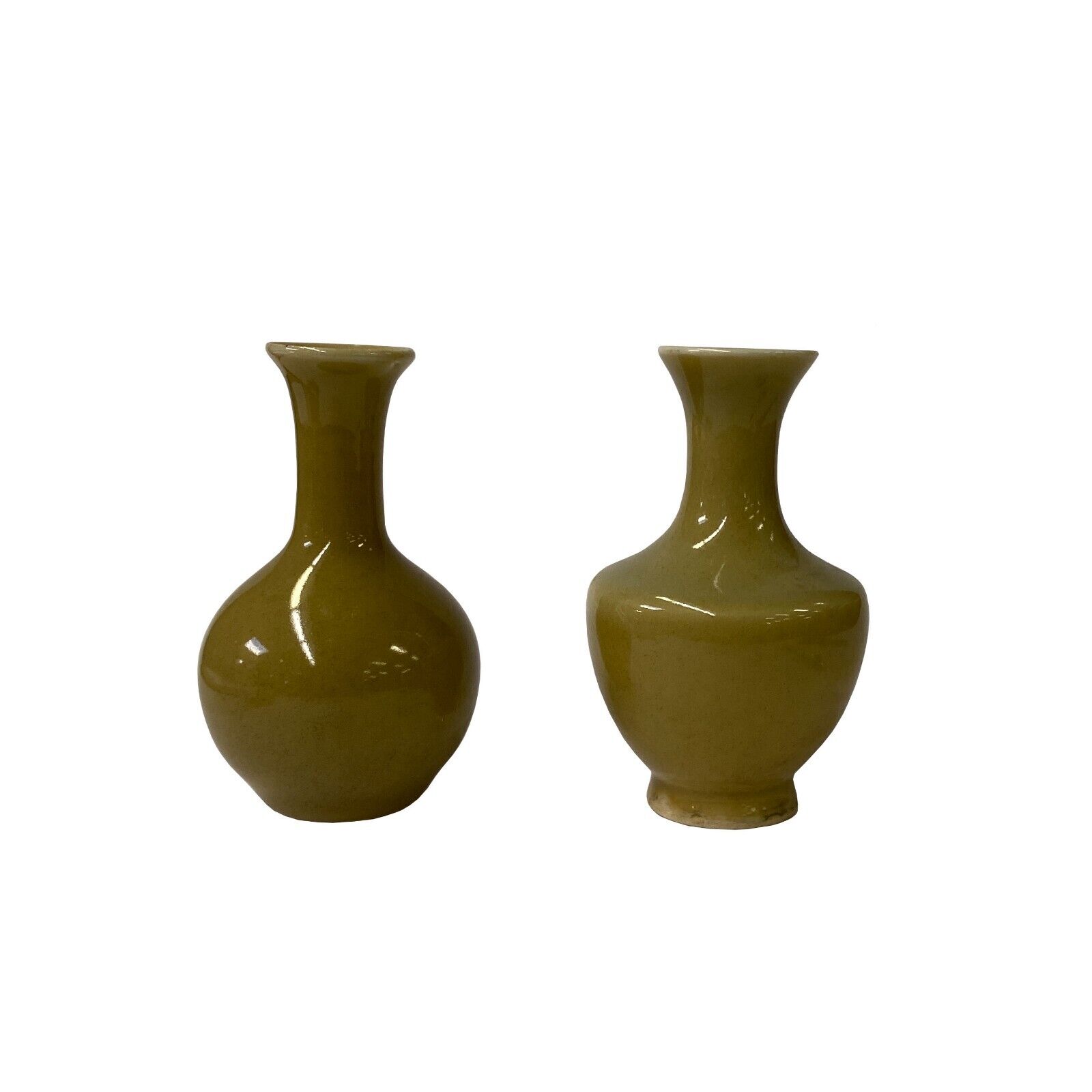 2 x Chinese Clay Ceramic Ware Wu Tan Taupe Color Small Vase ws2812