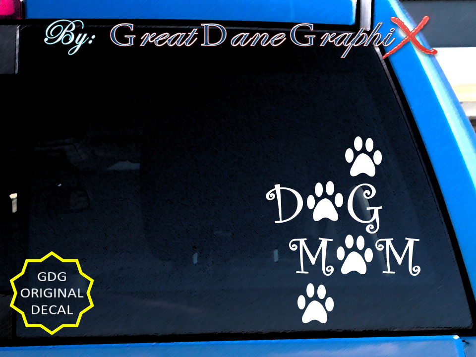 DOG MOM Paw Prints #1 -Vinyl Decal Sticker -Color Choice -HIGH QUALITY