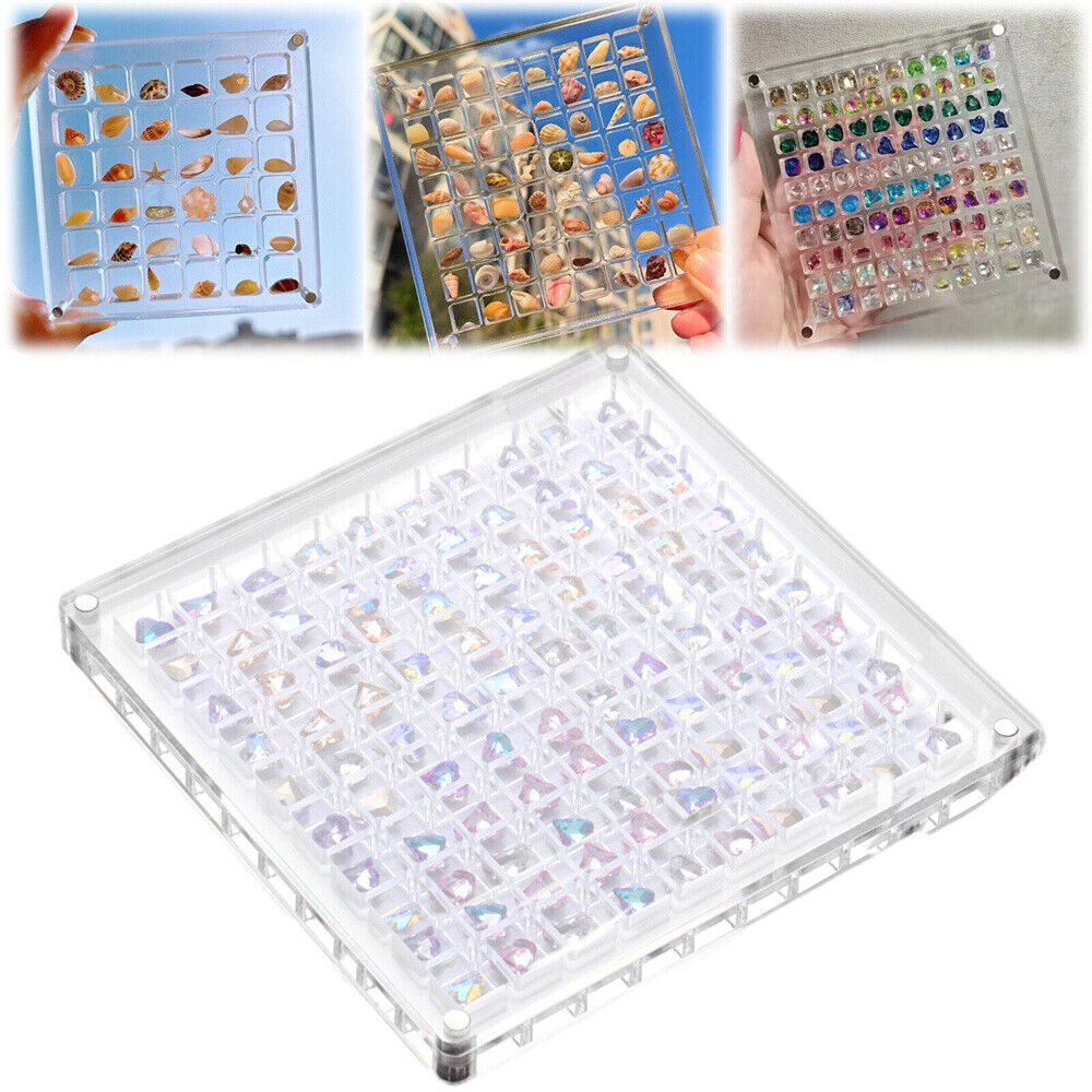 Acrylic Magnetic Seashell Display Box Clear Gemstone Beads Storage Display Box
