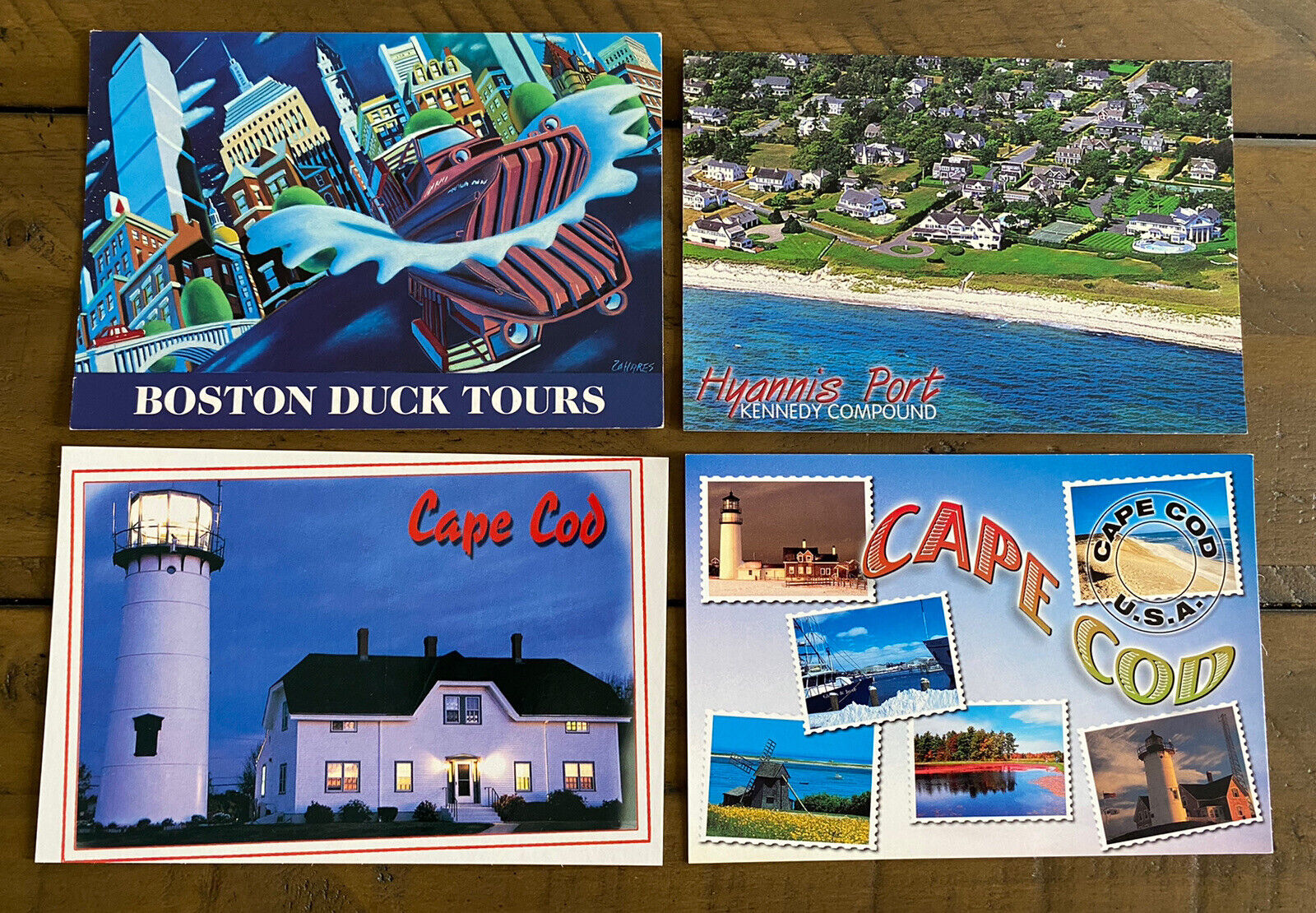 4 Vintage Cape Cod & Massachusetts Duck Tour Postcards NEW