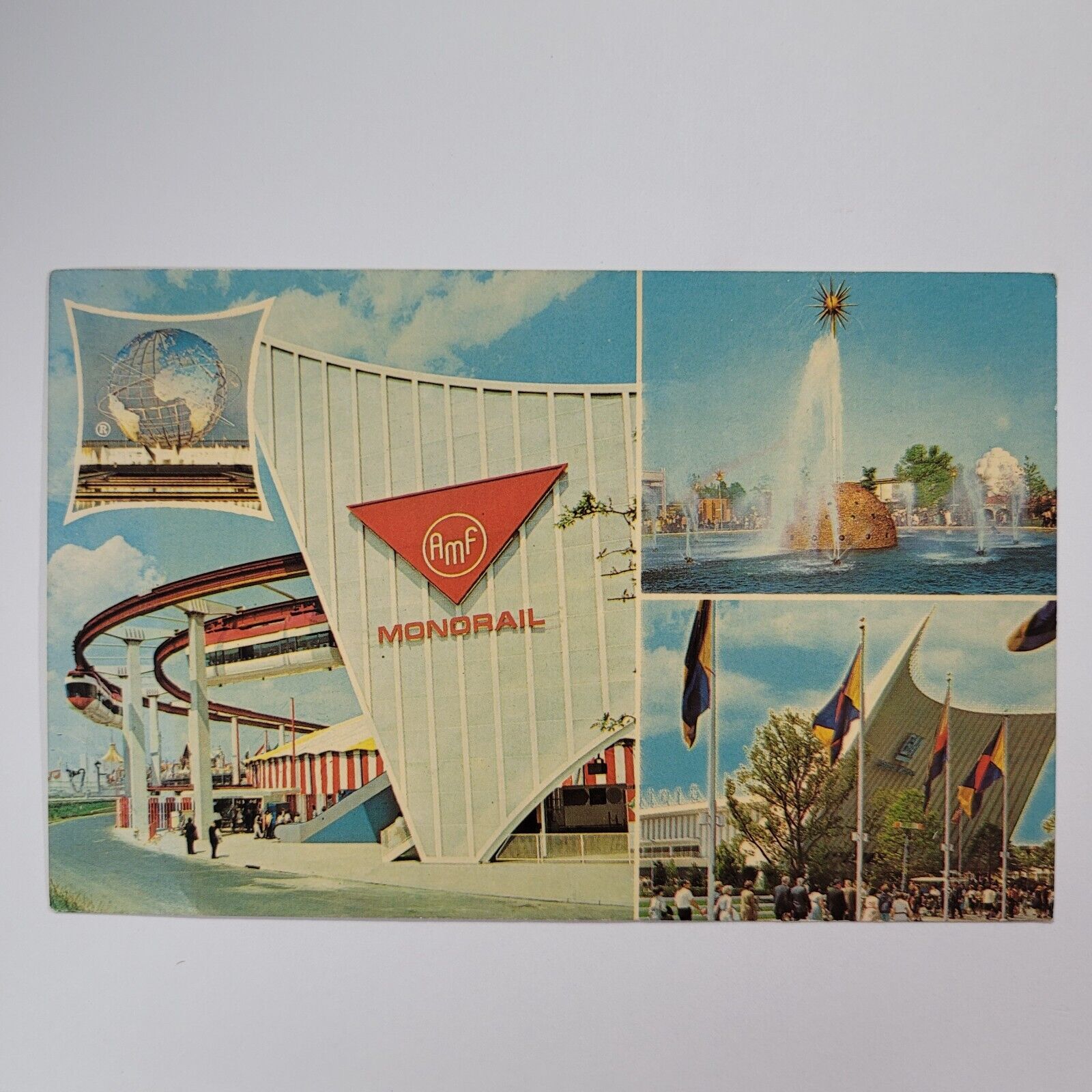 Postcard Chrome New York World\'s Fair The AMF Monorail Solar Fountain Futurama