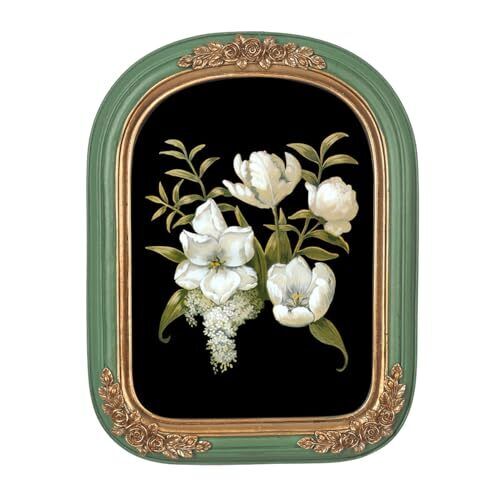 PARAFAYER Vintage Picture Frame 5x7 Inch, Antique Ornate Green Arched Photo F...