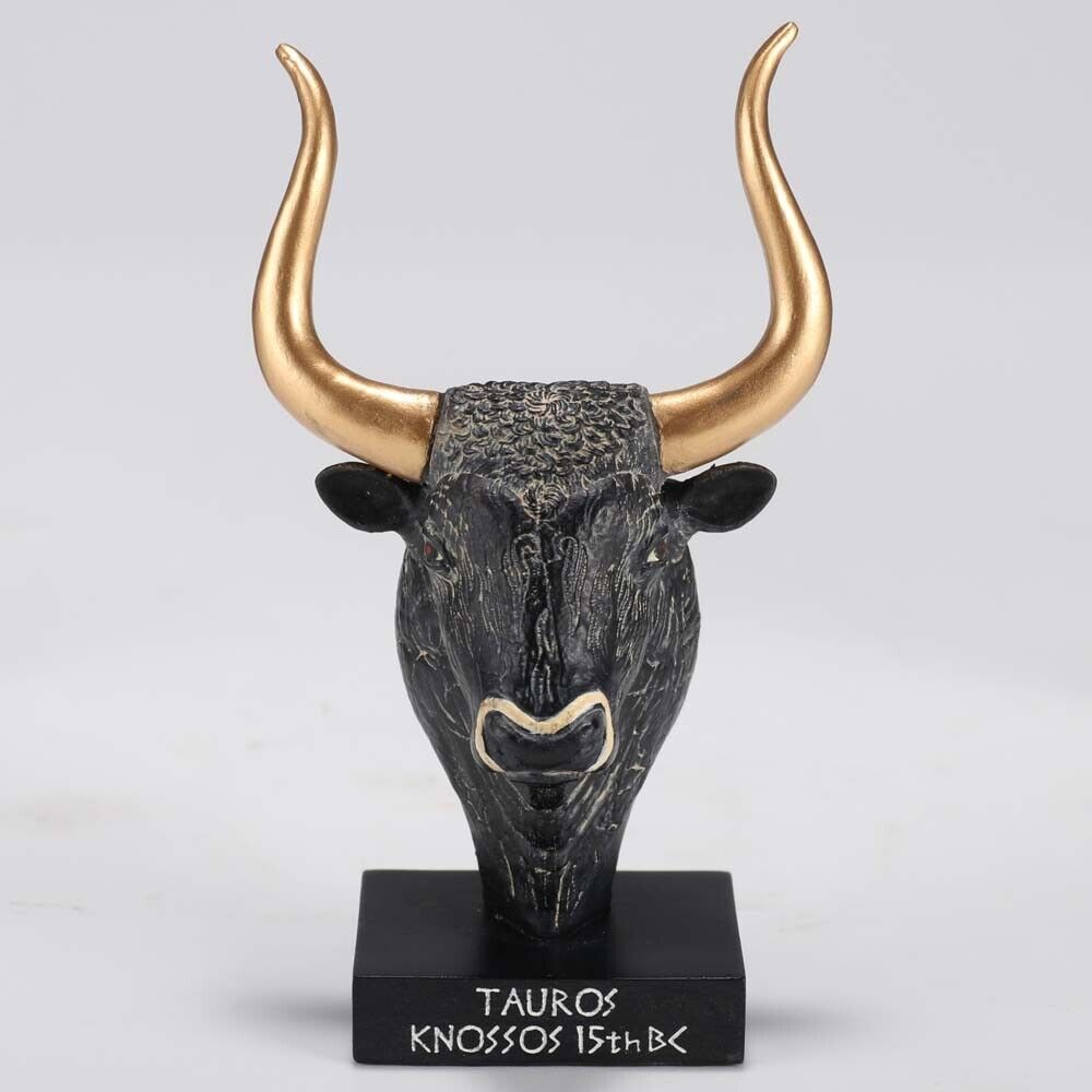 3 1/2 Inch The Cretan Bull Bust Polyresin Hand Painted Greek Collectible Figurin