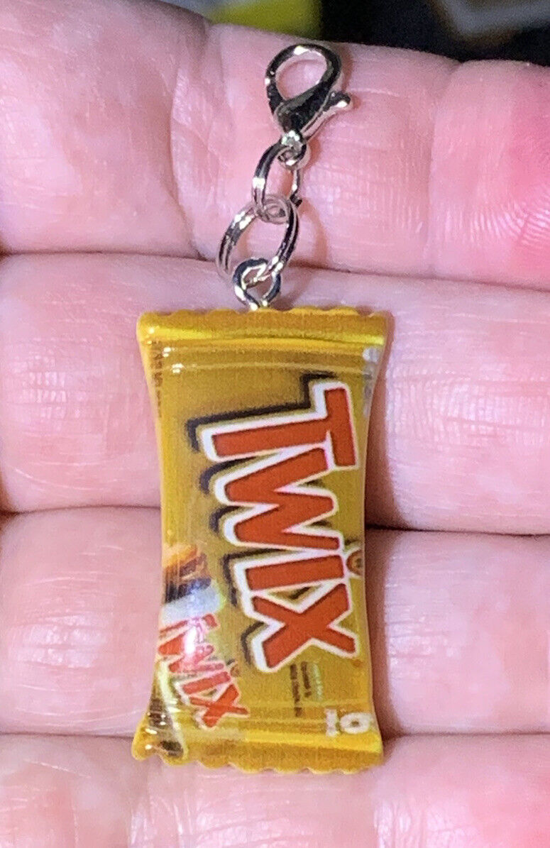 Twix Mini Candy Bar Charm Zipper Pull & Keychain Add On Clip