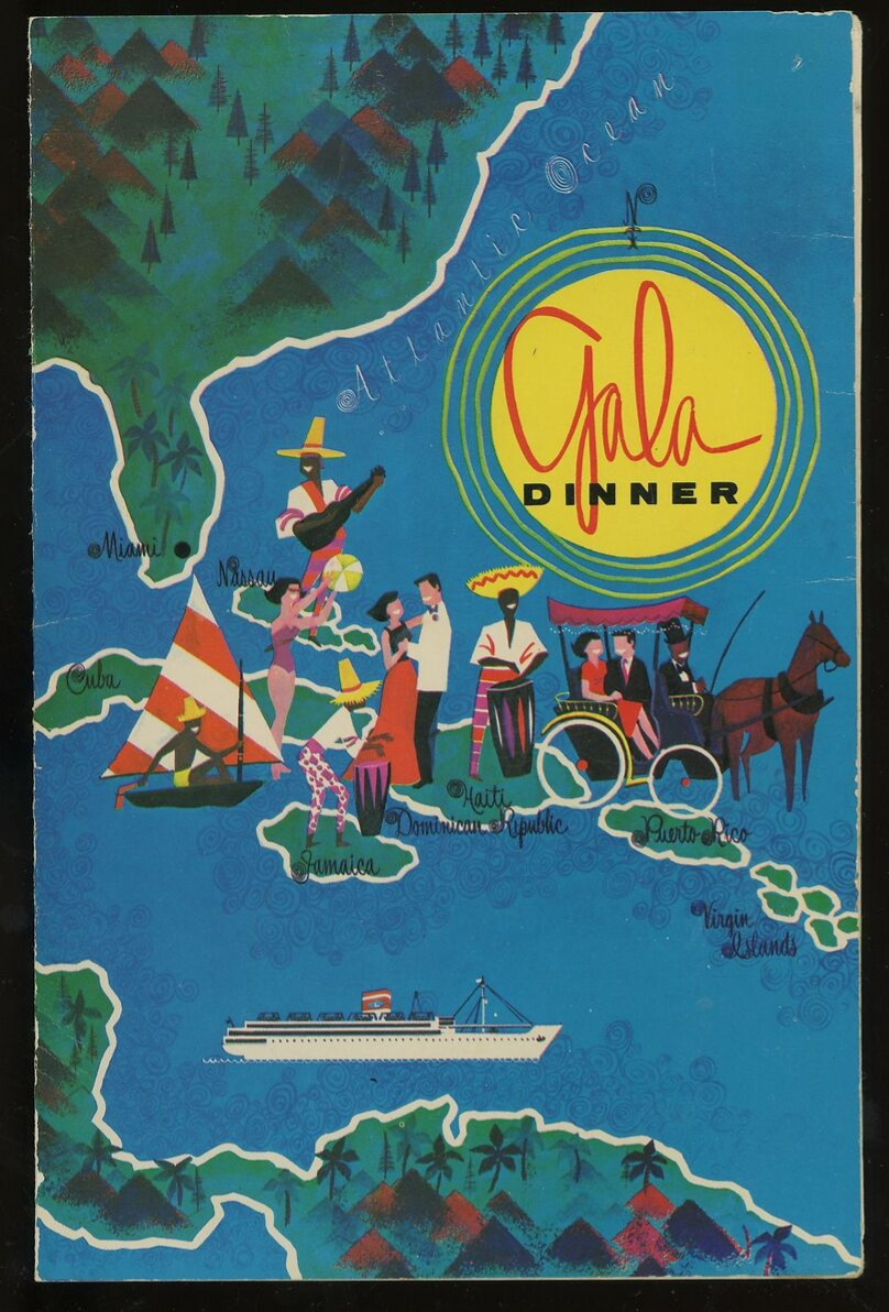 1960s S.S.NEW BAHAMA STAR CRUISE LINE FAREWELL DINNER MENU SHIP SANK 1979 15-13
