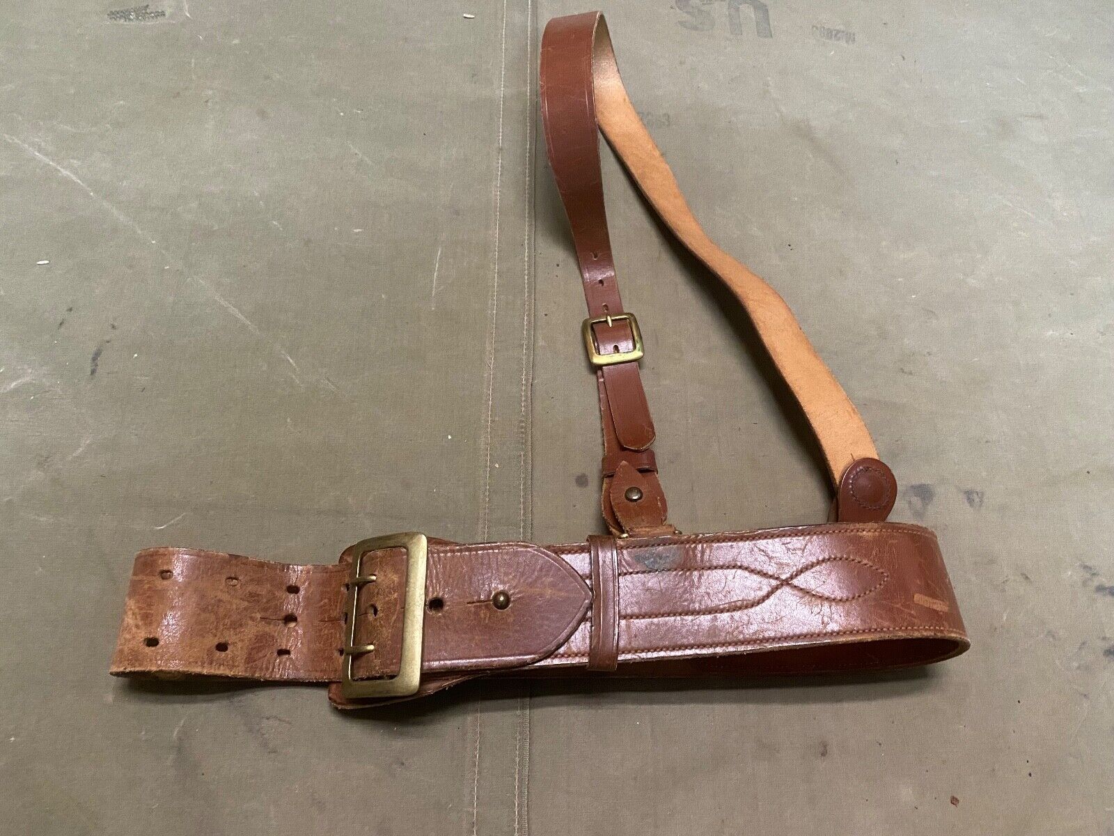 ORIGINAL WWI US ARMY OFFICE M1917 SAM BROWNE FIELD BELT & STRAP-FITS TO A 32 IN