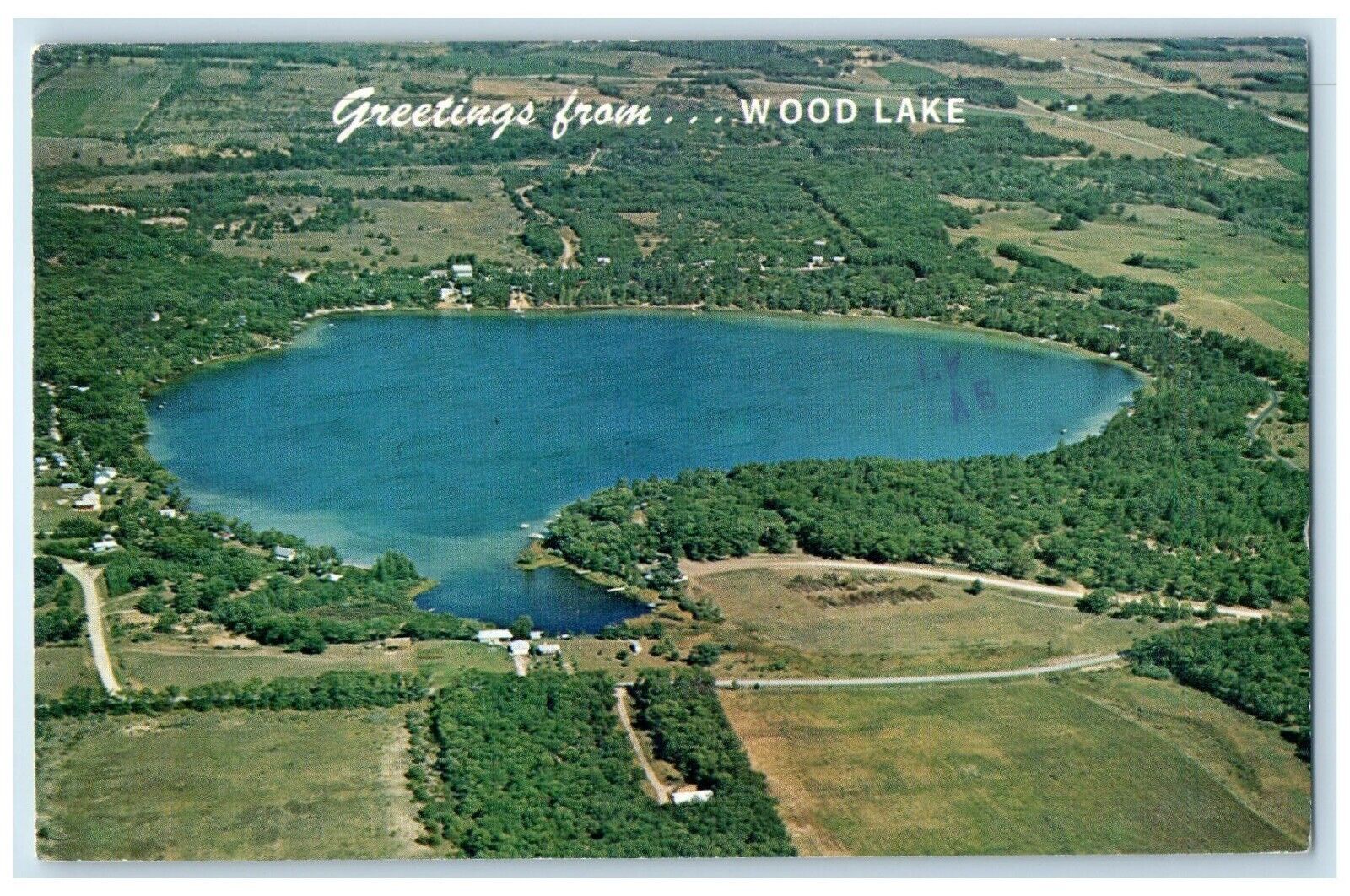 1982 Aerial View Wood Lake Half Way Coloma Westfield Wisconsin Vintage Postcard