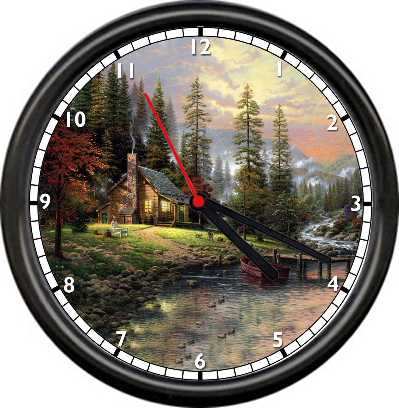Cabin In The Woods River Personalized Your Name Script Relax Peaceful Wall Clock