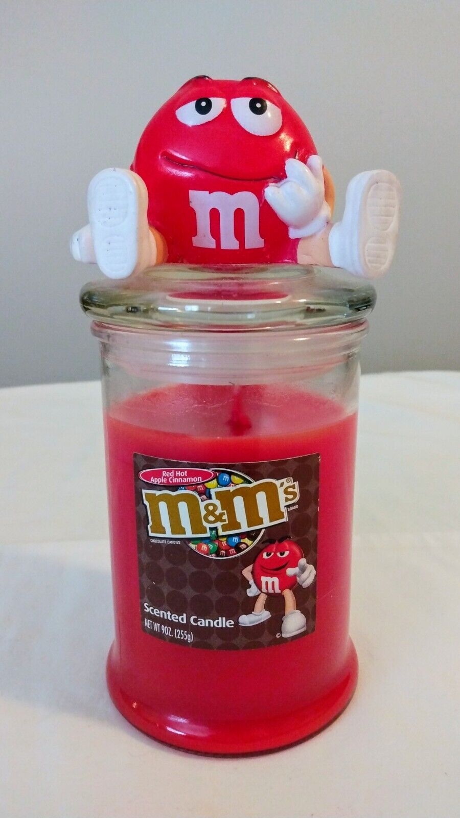 RARE M&M’s 2013 Apple Cinnamon Candle 9 oz Jar with Character Lid Made In USA