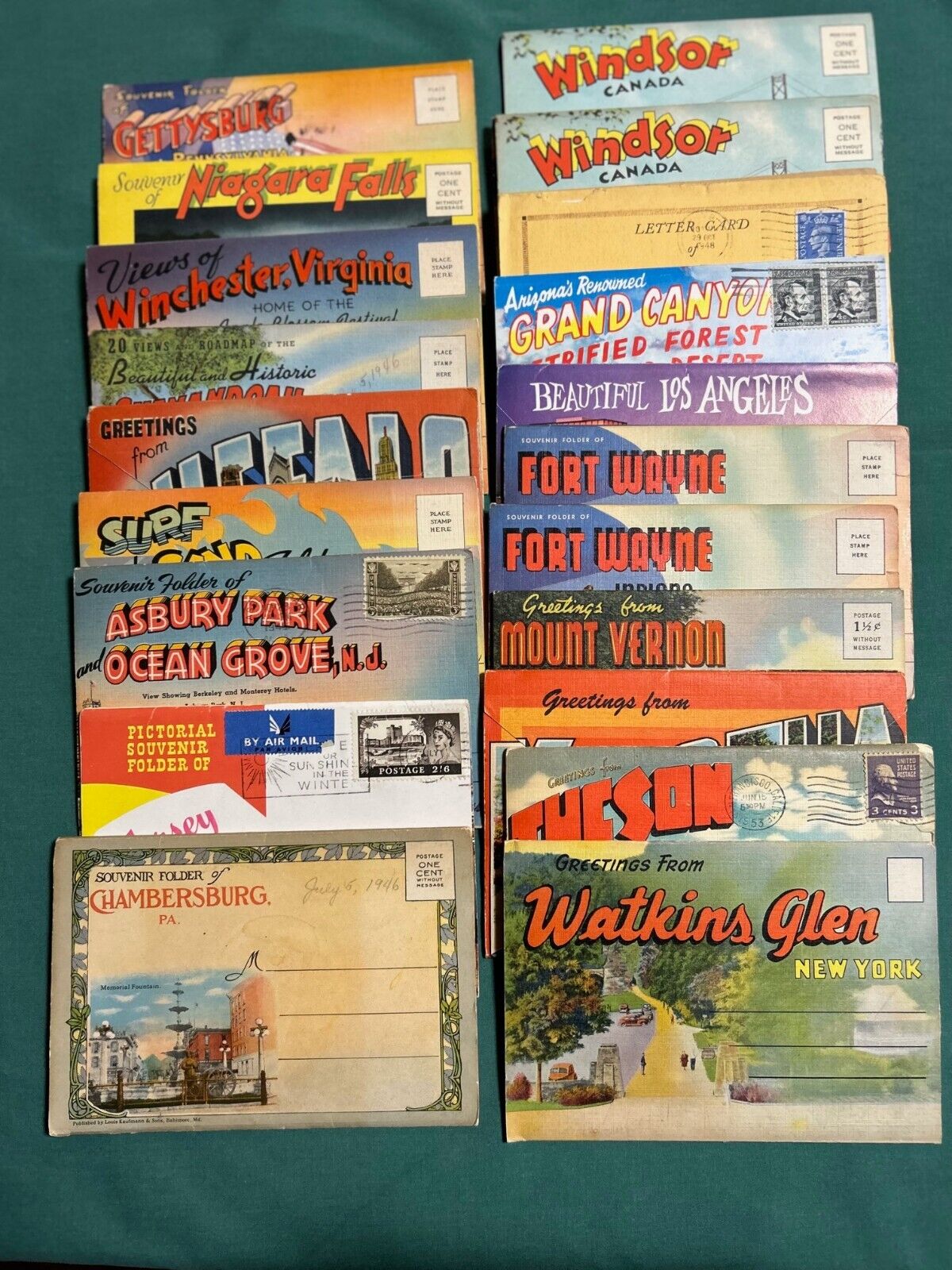Nice Group Of 22 Postcard Souvenir Folders, Mainly US, Used And Unused
