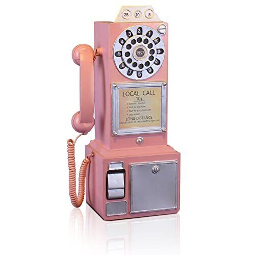 Antique Telephone - Pink Rotary Dial Landline Phone Model Vintage Pink-A