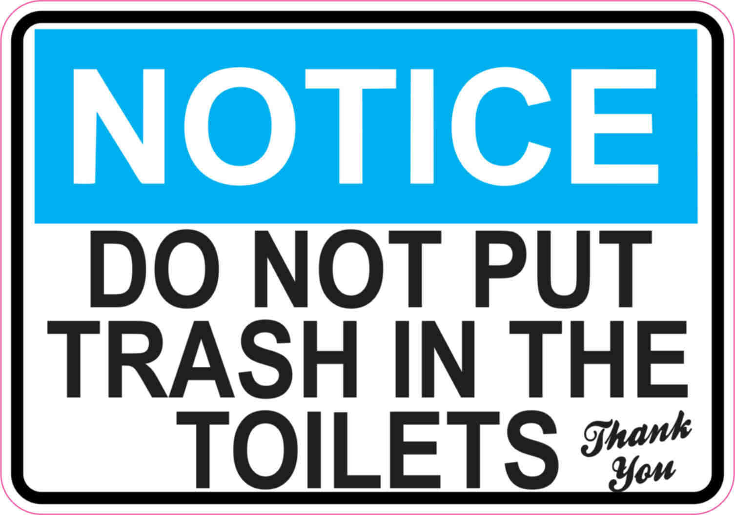 5 x 3.5 Blue Do Not Put Trash In The Toilets Magnet Magnetic Wall Magnets Sign