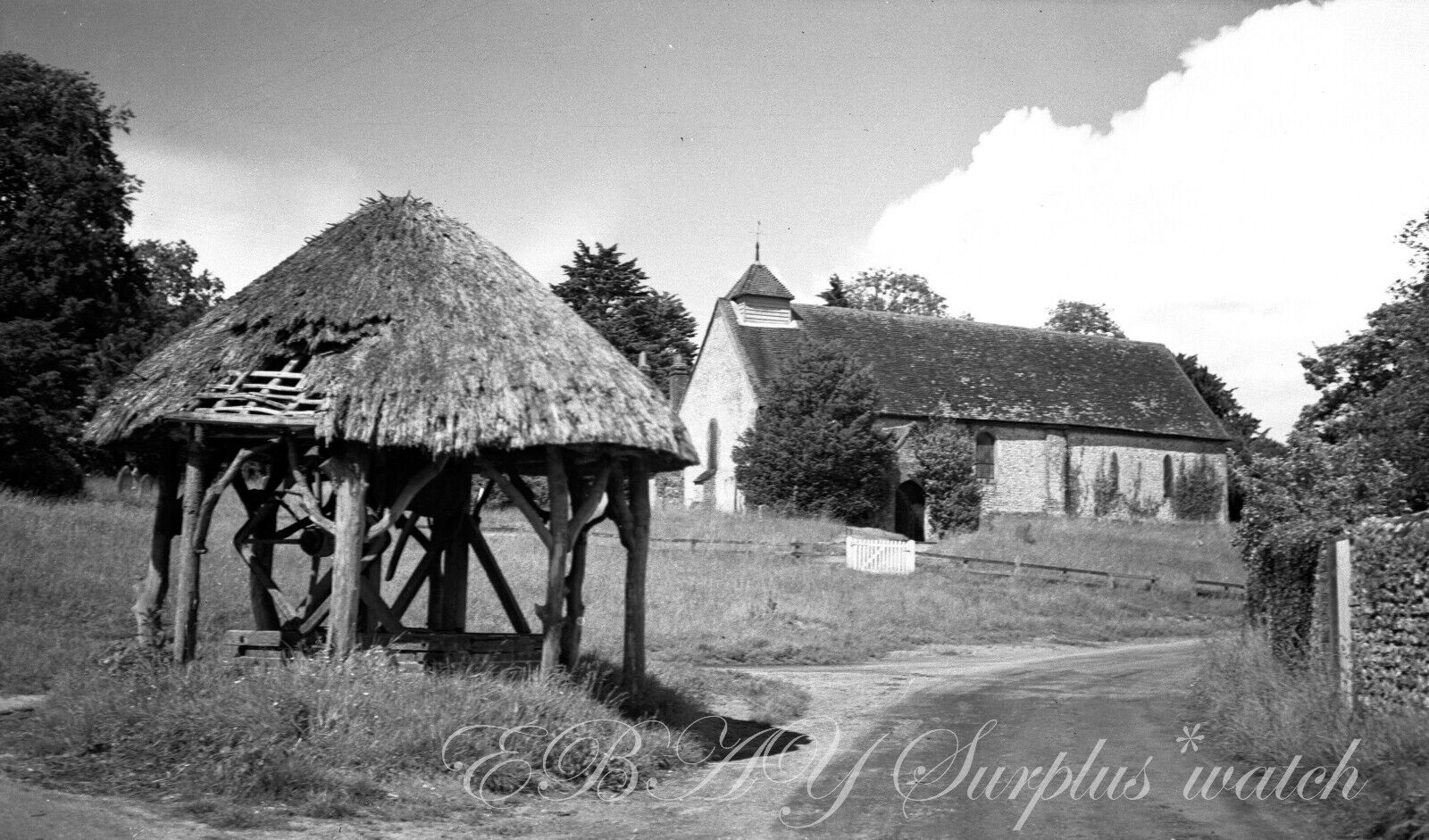 Old B/W Photo Negative East Marden West Sussex Village Scene 1943 Copyright M259