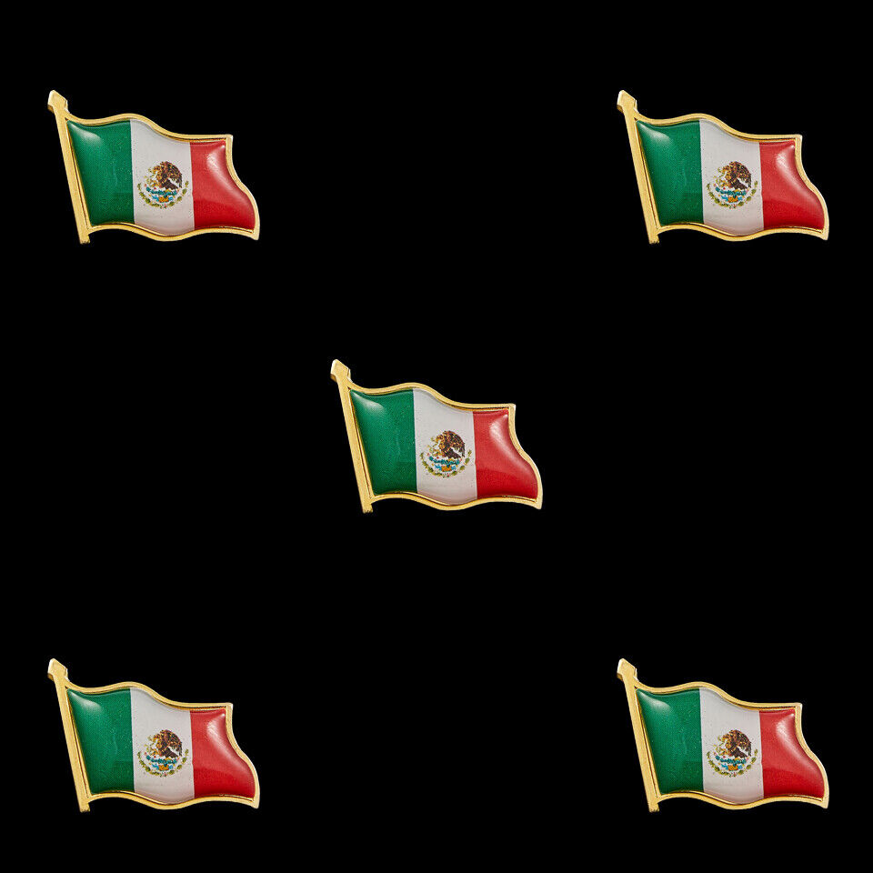5PCS Mexico National Waving Flag Lapel Pin Made of Metal Souvenir Hat Men Women 