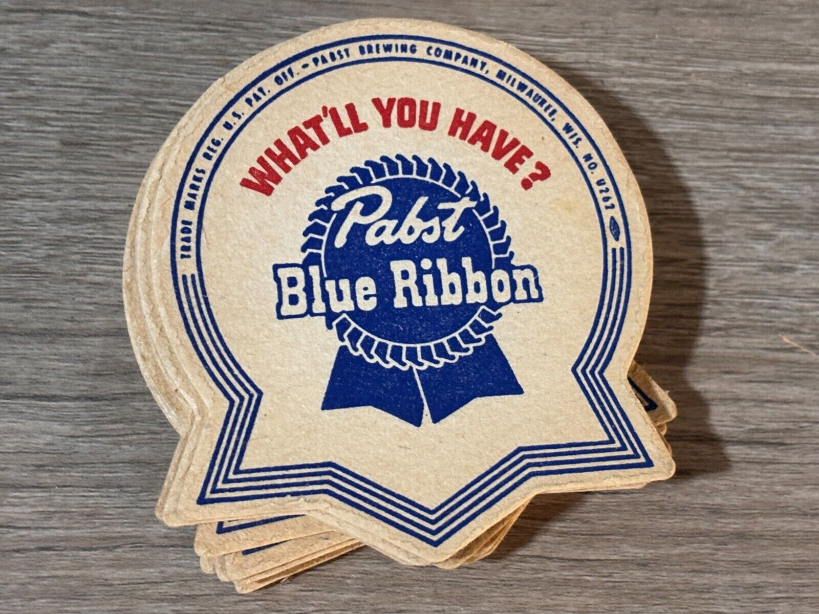10 Vintage 1960\'s Pabst Blue Ribbon Beer Coasters Bar Coasters