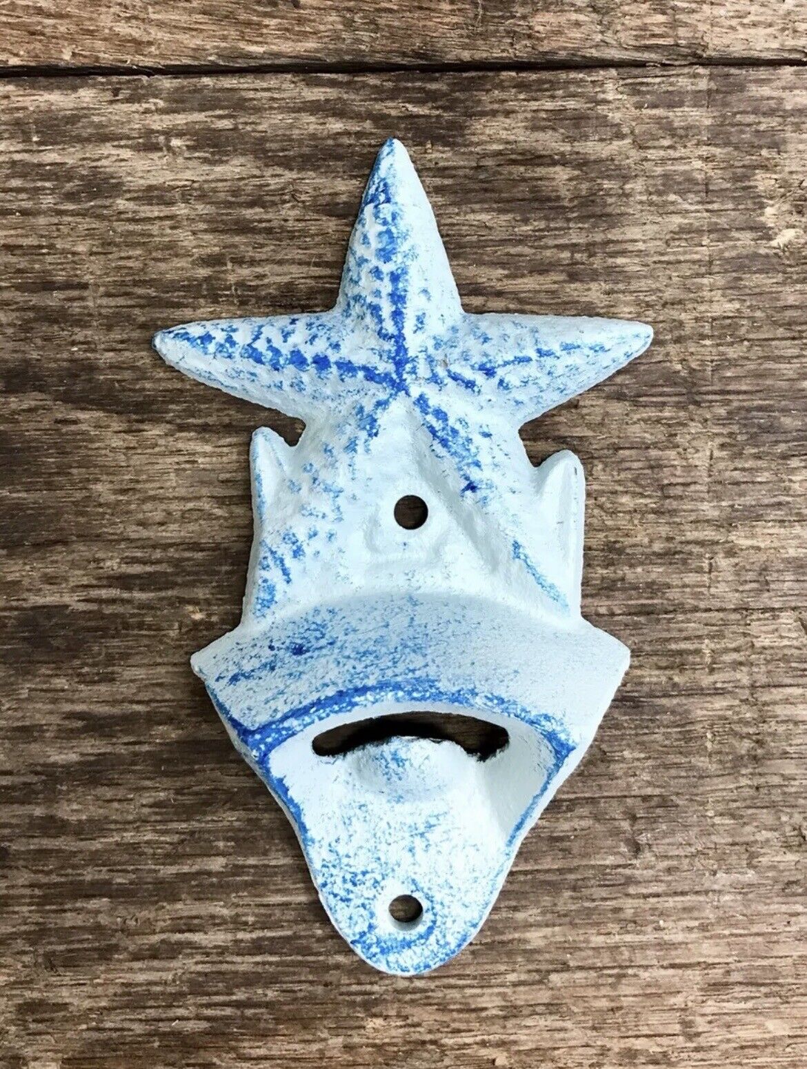 Cast Iron Nautical Aqua-Blue Starfish Wall-Mount Beer Bottle Opener