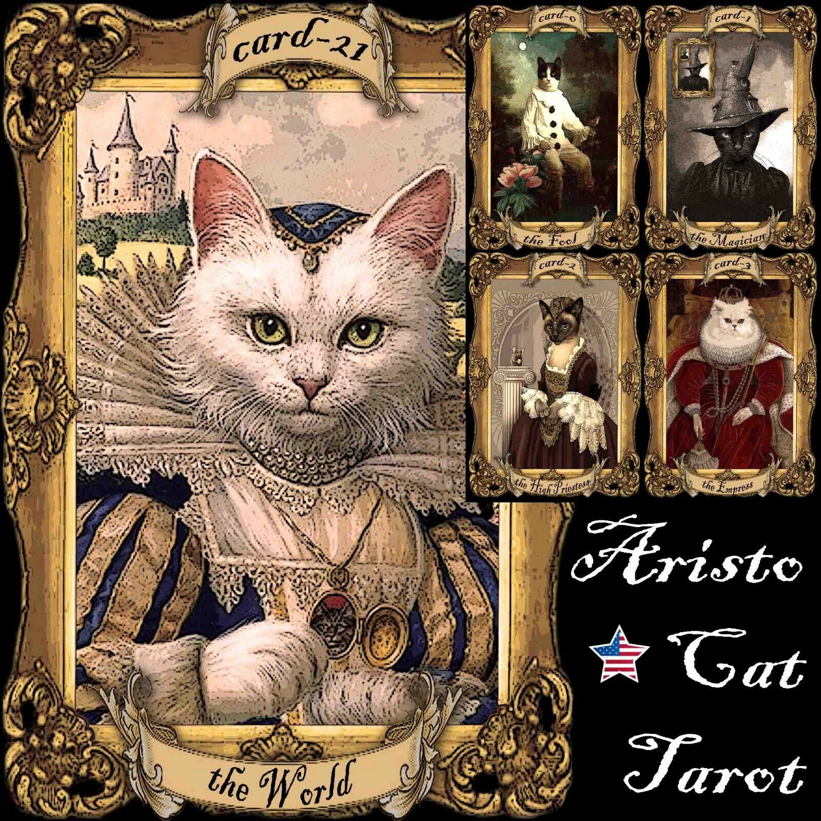 cat tarot card cards deck fortune telling rare vintage oracle cats supplies gift