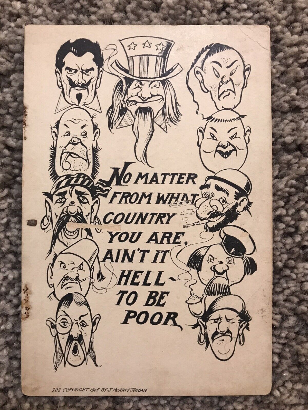 Antique 1905 Comic Series J. Murray Jordan Caricature Poor Poverty Postcard
