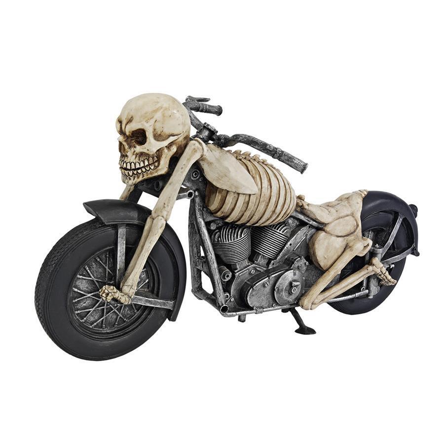 Ghost Rider Skeleton Old School Chopper Motorcycle Rider Biker Sculpture