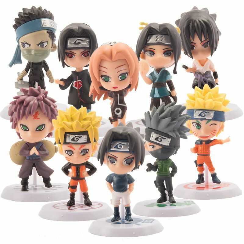 Pack of 10 Naruto Figure Chibi Figure Anime Figurine Birthday Gift Home Decorate